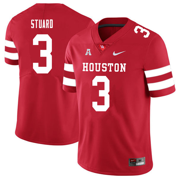 2018 Men #3 Grant Stuard Houston Cougars College Football Jerseys Sale-Red - Click Image to Close
